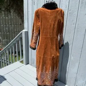 Veste Vintage Femme Margaret Godfrey - Cuir Daim Marron Camel - Taille 10P